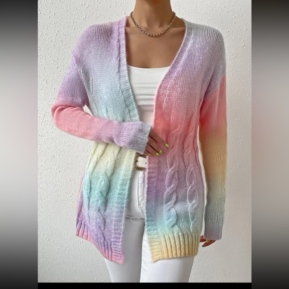 Cozy chunky knit Ombre Open Front Cardigan - Picture 3 of 6